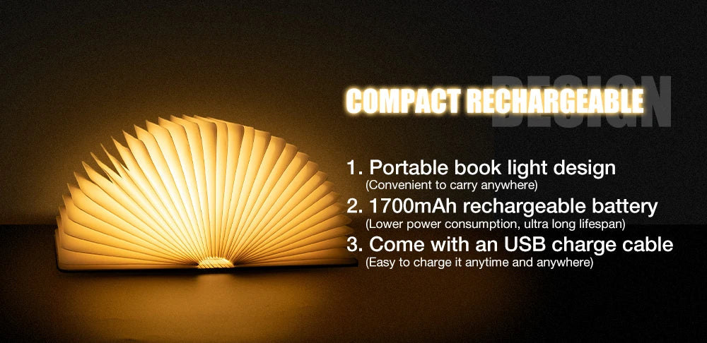 Glorious™  LED Wooden Book Lamp