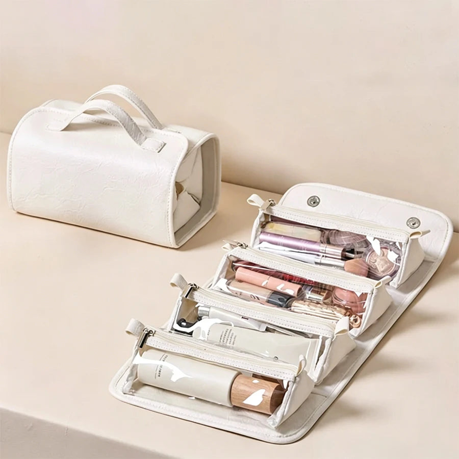 Women's Cosmetic Bag - Foldable, Detachable, Large Capacity Toiletry Bag, Suitable for Travel, Portable, Four-In-One, Handheld