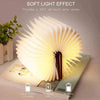 Glorious™ LED Wooden Book Lamp with soft light effect and 360° illumination, eco-friendly and foldable design.