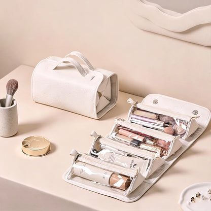 Women's Cosmetic Bag - Foldable, Detachable, Large Capacity Toiletry Bag, Suitable for Travel, Portable, Four-In-One, Handheld